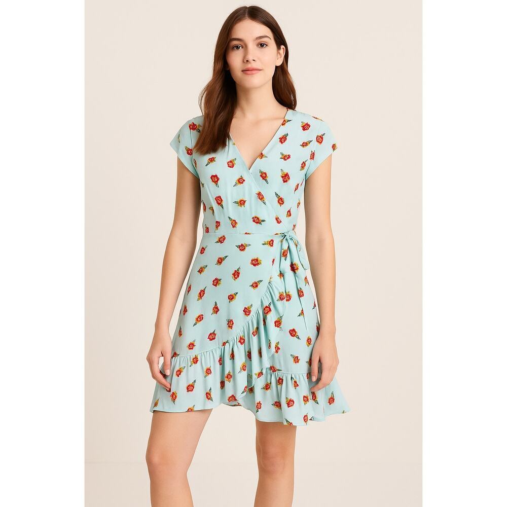 J.Crew Mercantile Blue Floral Wrap Dress Size 4